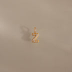 Diamond Pave Bubble Letter Charm Silver 18K Gold Plated