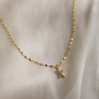 Dainty Pave Letter Necklace Silver 18K Gold Plated