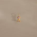 Diamond Pave Bubble Letter Charm Silver 18K Gold Plated