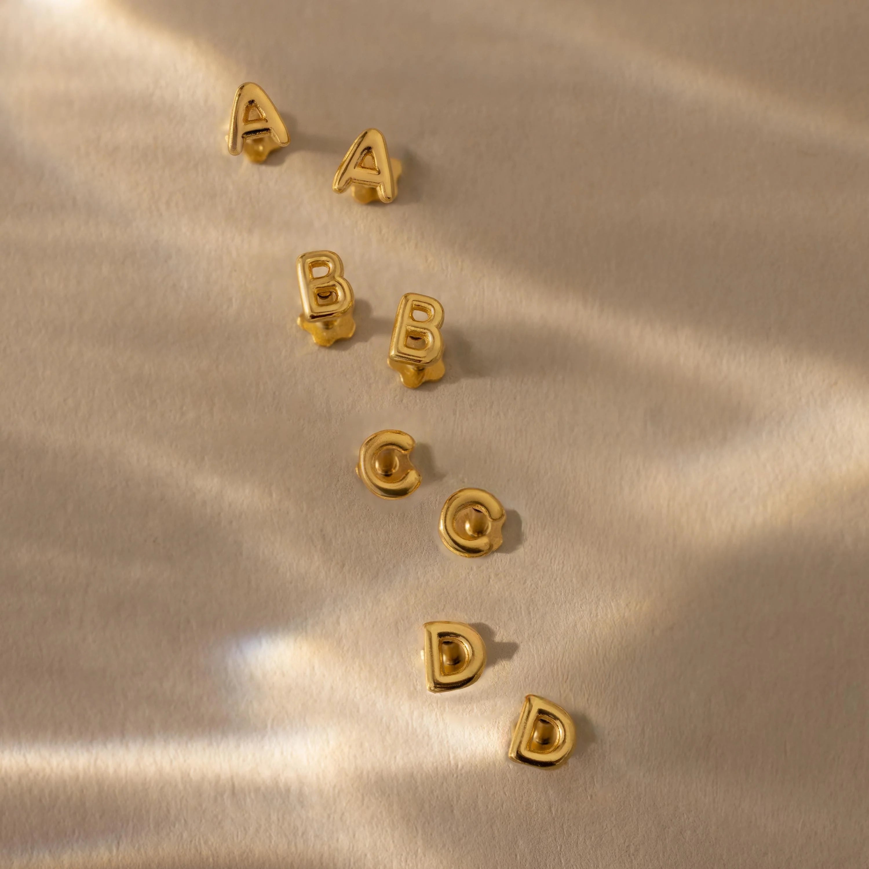 Bubble Initial Flatback Studs Silver 18K Gold Plated