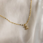 Dainty Pave Letter Necklace Silver 18K Gold Plated