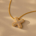 Pave Puff Letter Necklace Silver 18K Gold Plated