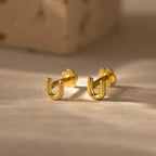 Bubble Initial Flatback Studs Silver 18K Gold Plated