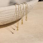 Dainty Pave Letter Necklace Silver 18K Gold Plated