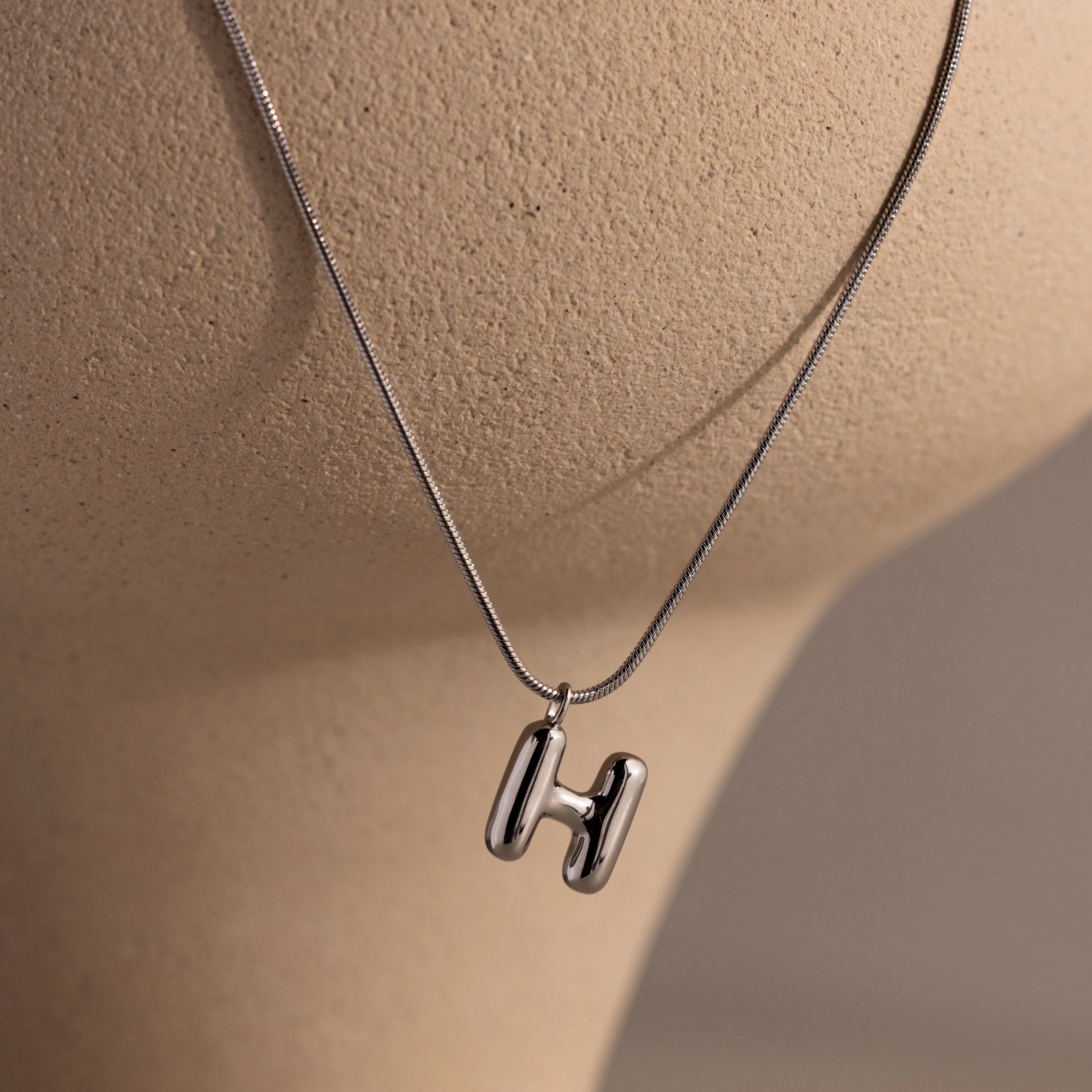 Bubble Letter Necklace Silver 18K Gold Plated