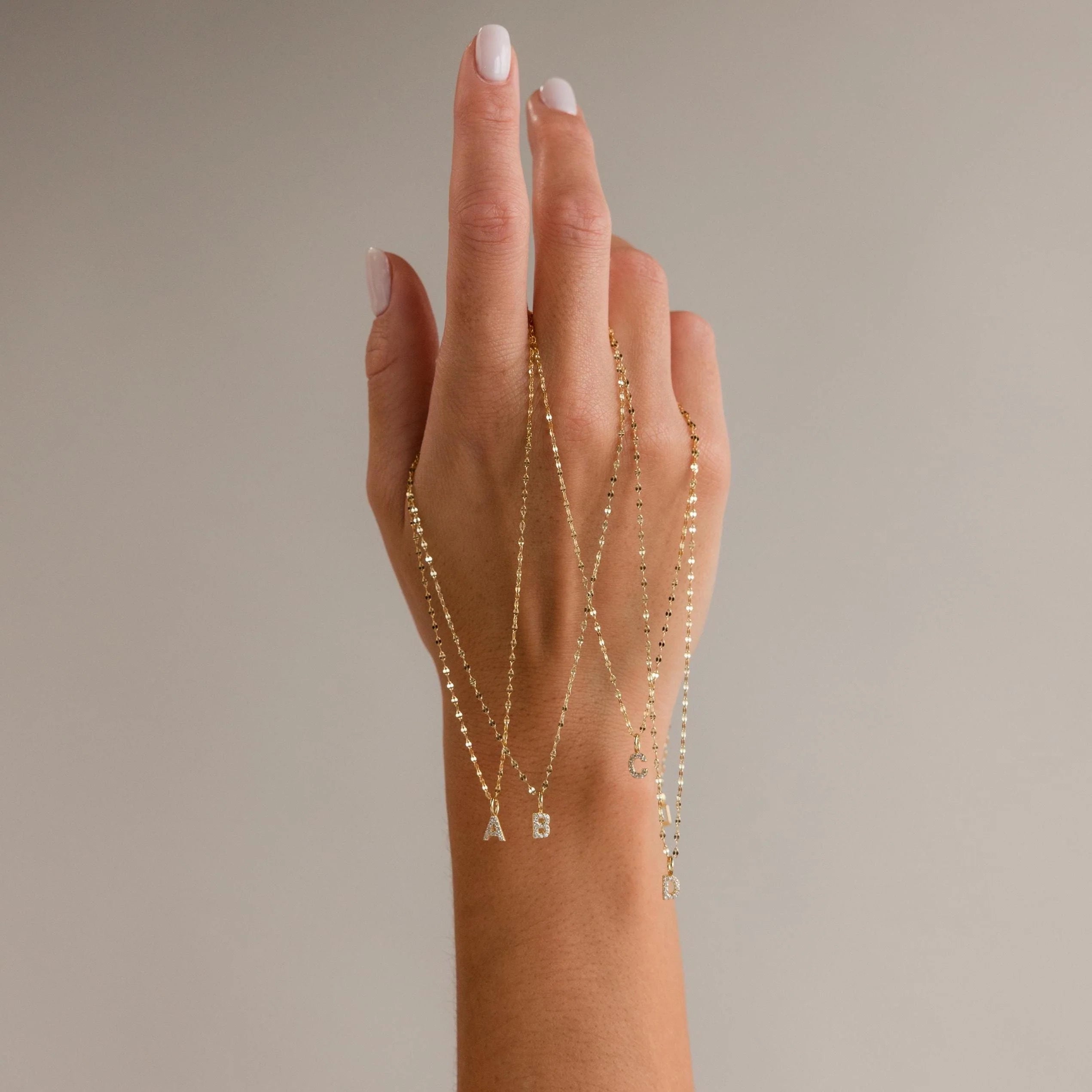 Dainty Pave Letter Necklace Silver 18K Gold Plated
