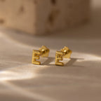 Bubble Initial Flatback Studs Silver 18K Gold Plated