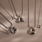 Bubble Letter Necklace Silver 18K Gold Plated