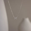 Pave Initial Necklace Silver 18K Gold Plated