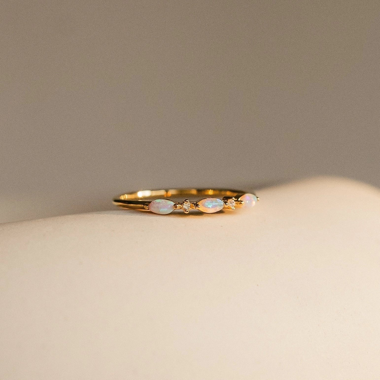 Diamond Alessia Trio Opal Ring Silver 18K Gold Plated