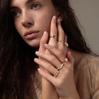 Moonstone Cluster Ring Silver 18K Gold Plated