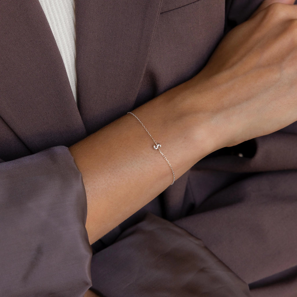 Bubble Initial Bracelet in Silver