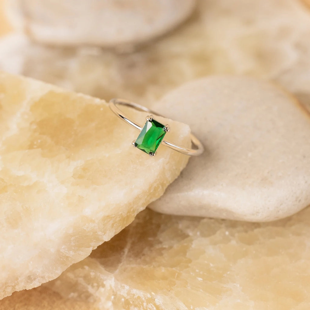 Harley Emerald Ring Silver 18K Gold Plated