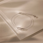 Duo Pave Link Pendant Bracelet Silver 18K Gold Plated
