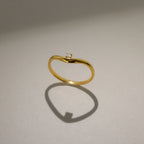 Diamond Drop Curve Ring Ring Silver 18K Gold Plated