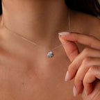 Diamond Seashell Charm Necklace Silver 18K Gold Plated