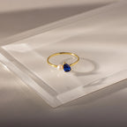 Teardrop Sapphire & Pearl Ring Silver 18K Gold Plated