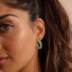 Jade Hoop Earrings Silver 18K Gold Plated