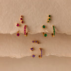 Diamond Earring Trio Set Silver 18K Gold Plated