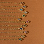 Birthstone Diamond Pendant Necklace Silver 18K Gold Plated