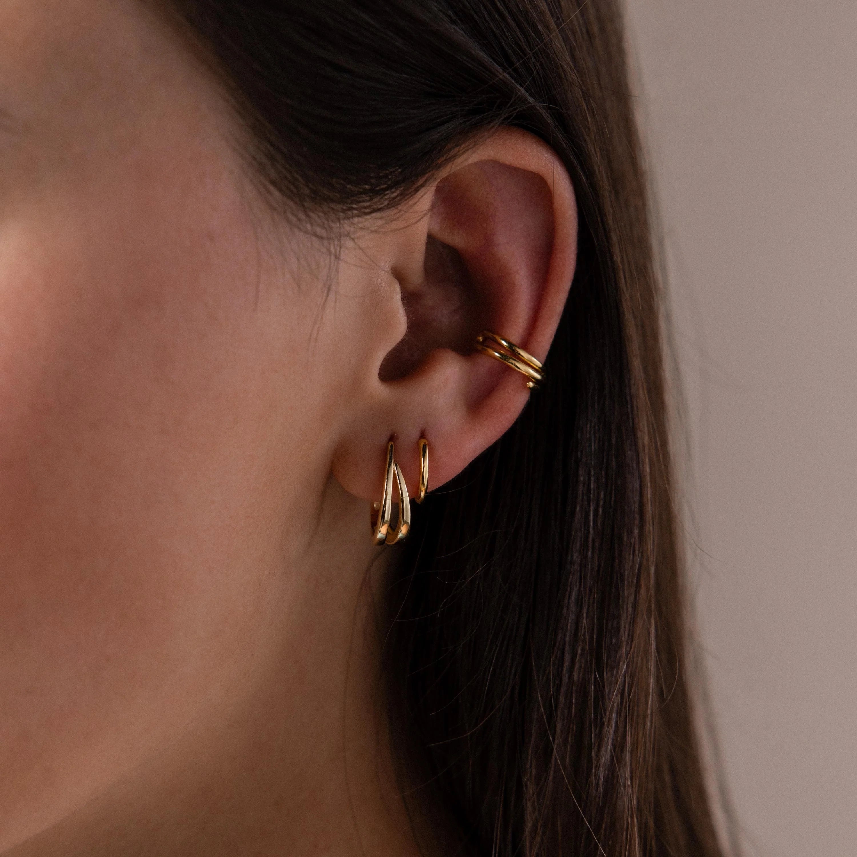 Oval Duo Hoops Silver 18K Gold Plated
