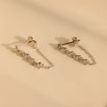 Diamond Chain Drop Earrings Silver 18K Gold Plated