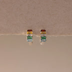 Multiple Baguette Birthstone Huggies Silver 18K Gold Plated