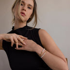 Duo Beaded Pearl Bracelet Silver 18K Gold Plated