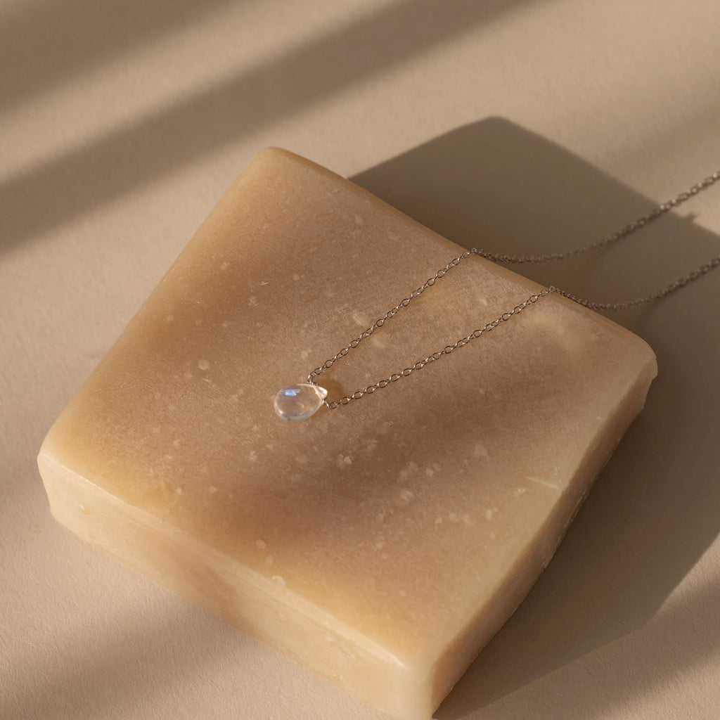 Teardrop Moonstone Necklace  Silver 18K Gold Plated