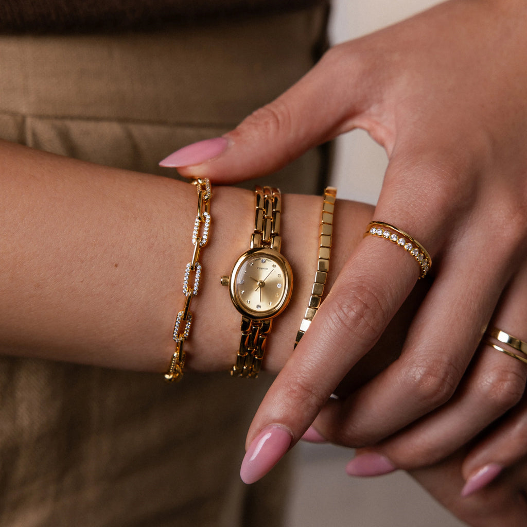 Cobblestone Timepiece Silver 18K Gold Plated