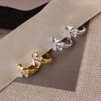 Diamond Ribbon Bow Huggies Silver 18K Gold Plated