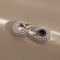 Beaded Dome Hoops Silver 18K Gold Plated