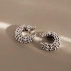 Beaded Dome Hoops Silver 18K Gold Plated