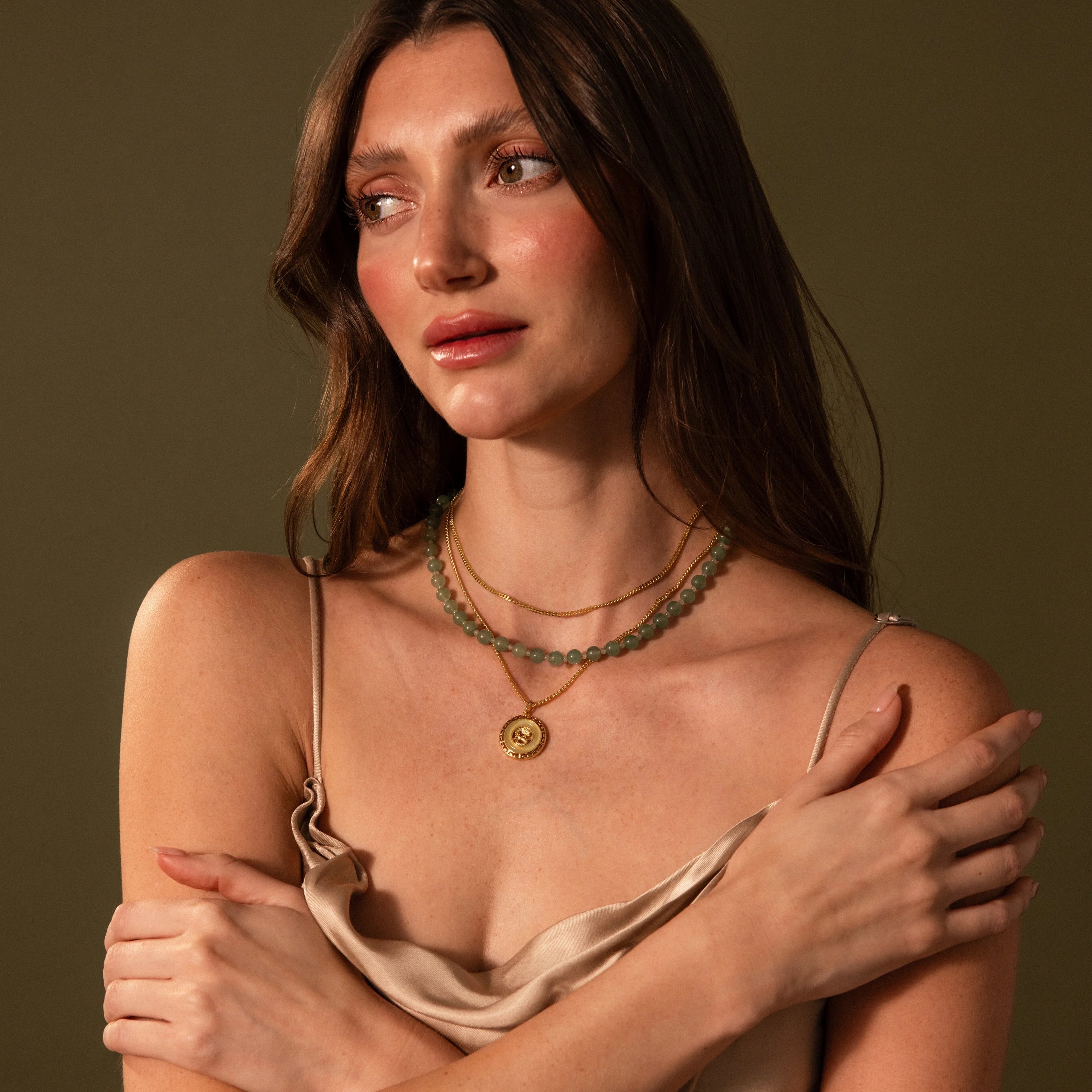 Jade Dragon Necklace Silver 18K Gold Plated