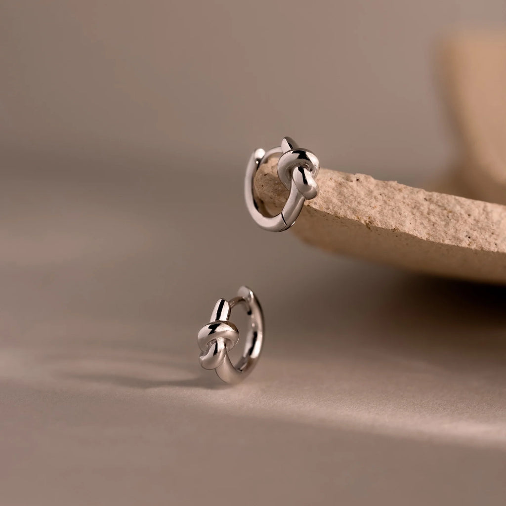Love Knot Huggies Silver 18K Gold Plated
