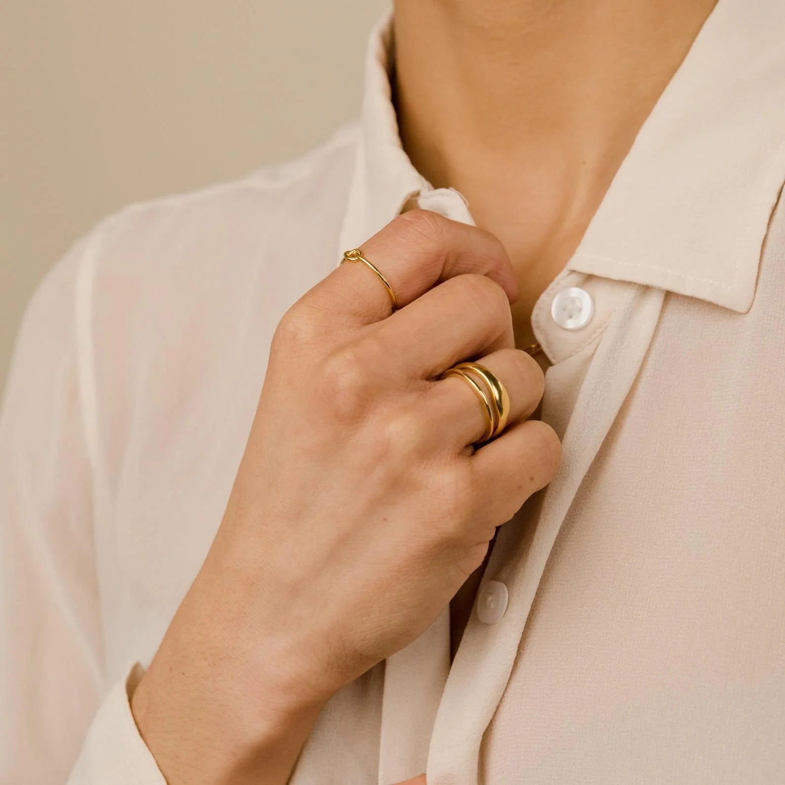 Duo Curve Ring Band Silver 18K Gold Plated