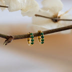 Pave Emerald Huggies Silver 18K Gold Plated