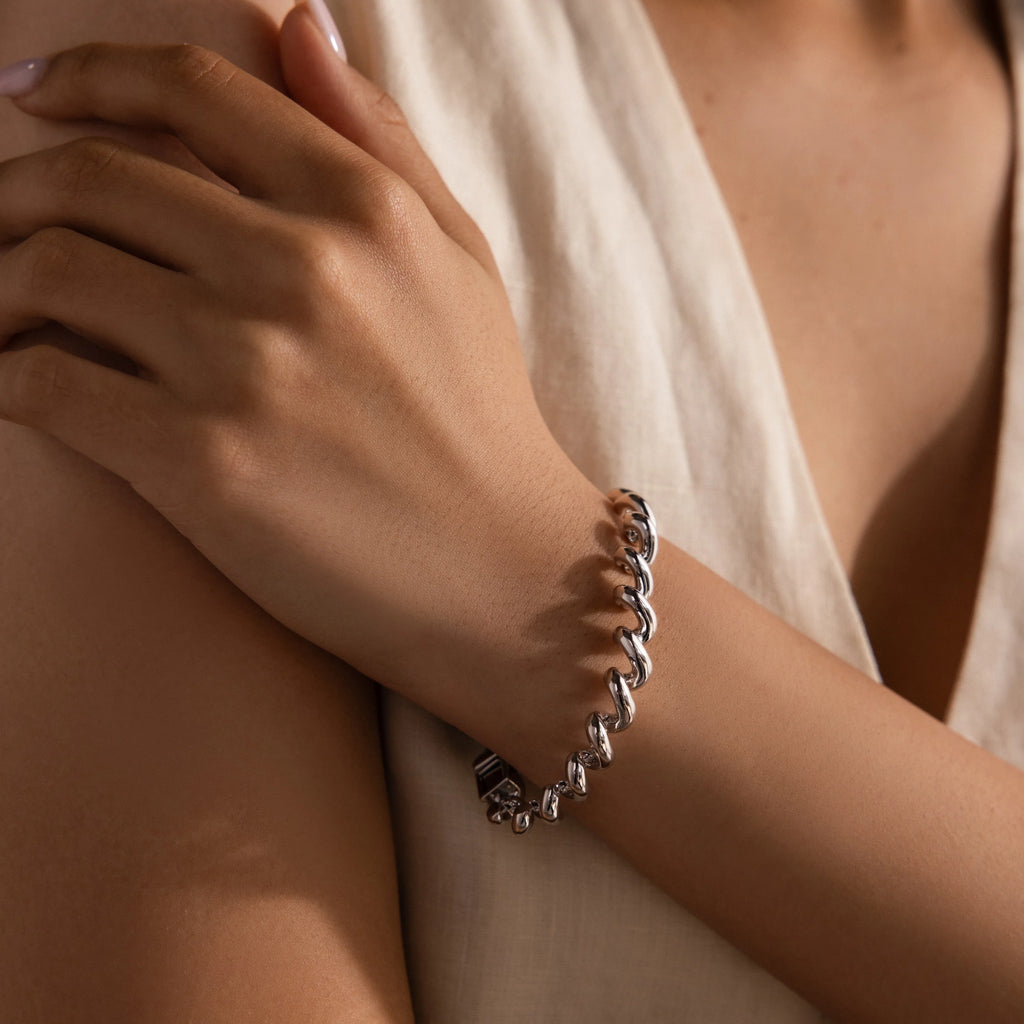 Twisted Chain Bracelet Silver 18K Gold Plated