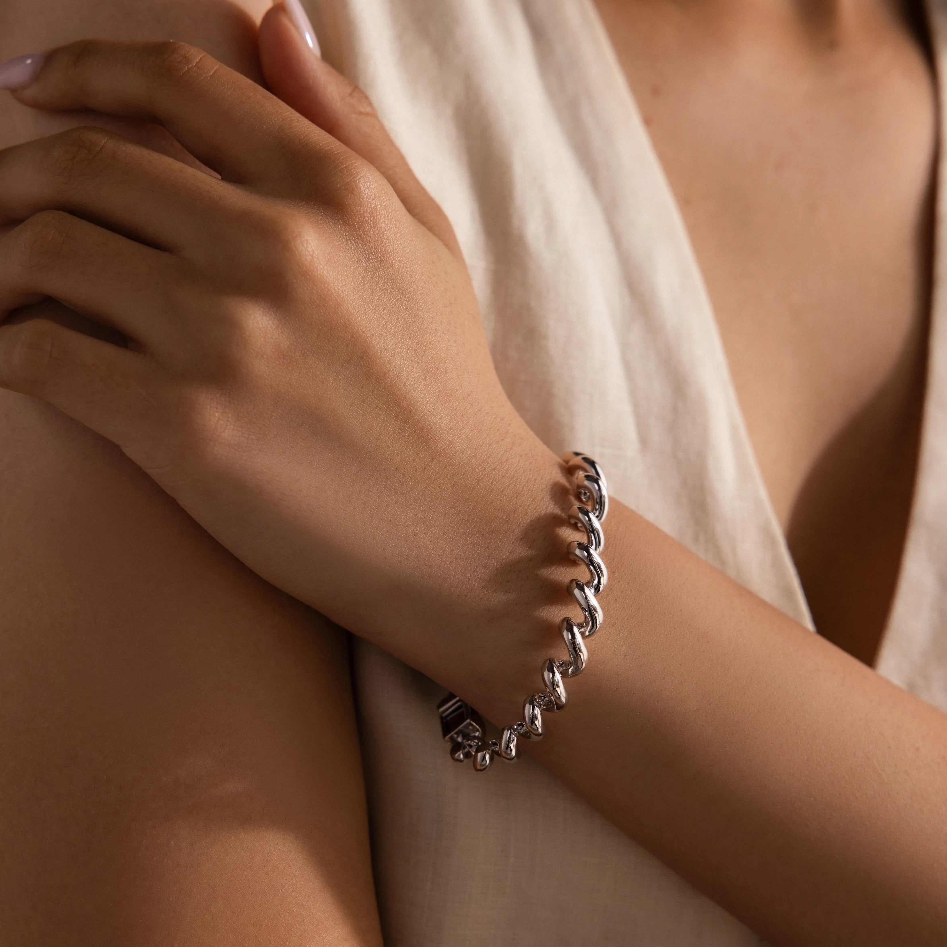Twisted Chain Bracelet Silver 18K Gold Plated