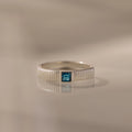 Ribbed Blue Zircon Band Silver 18K Gold Plated