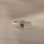 Ribbed Blue Zircon Band Silver 18K Gold Plated