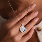Organic Fingerprint Multi Birthstone Necklace Silver 18K Gold Plated