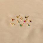 Birthstone Minimalist Studs Silver 18K Gold Plated