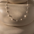 Floating Pearl Necklace Silver 18K Gold Plated