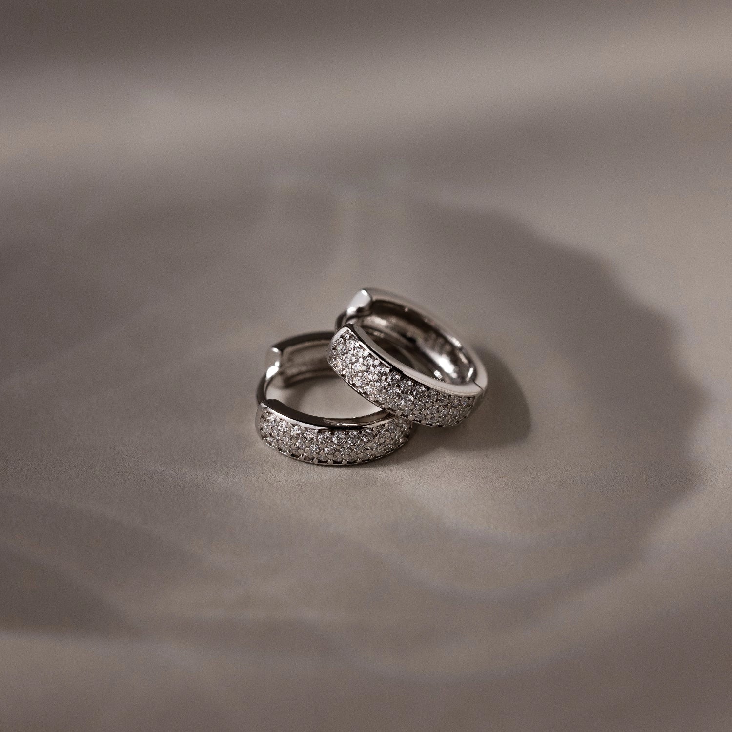 Pave Diamond Huggies in Silver Silver 18K Gold Plated