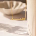Butterfly Name Box Chain Necklace Silver 18K Gold Plated