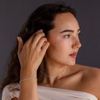 Diamond Tennis Necklace & Bracelet Set Silver 18K Gold Plated