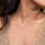 Old English Name Necklace Silver 18K Gold Plated