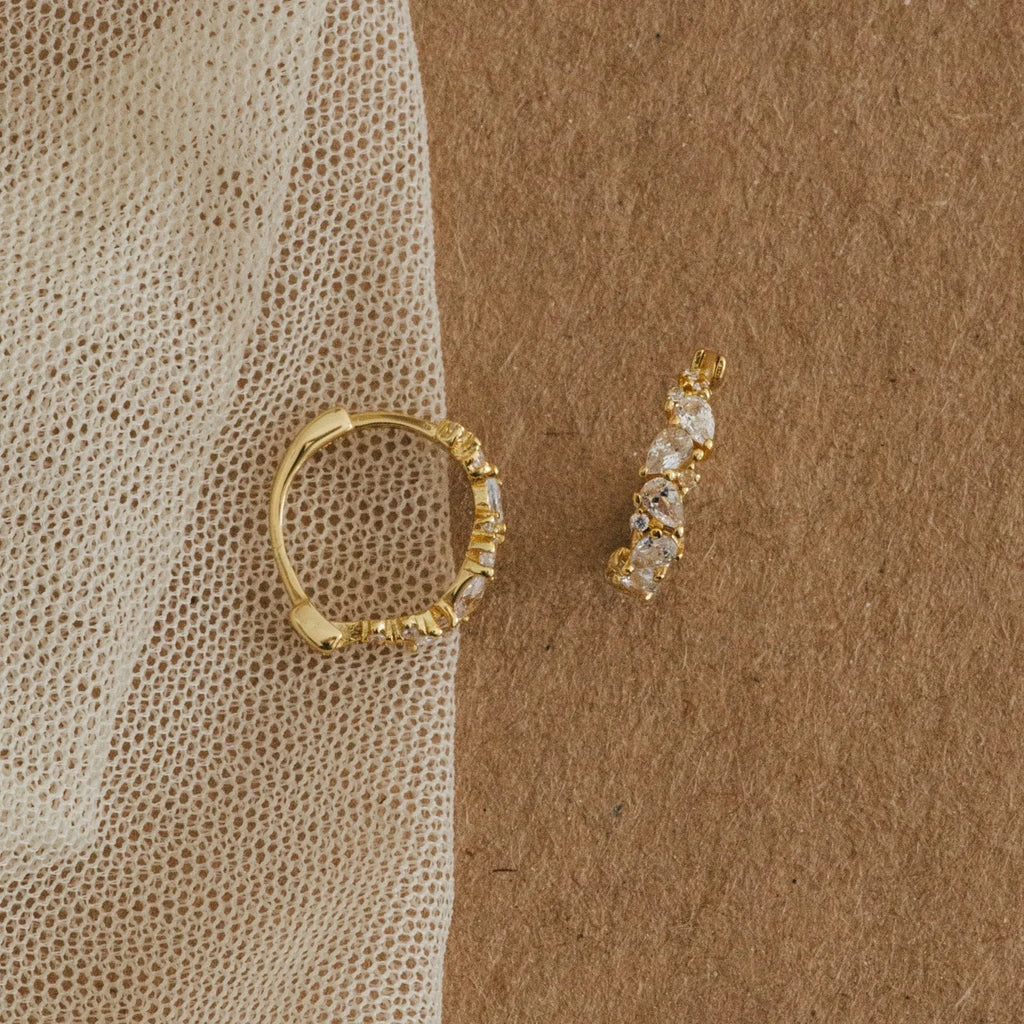 Sprinkle Diamond Huggies Silver 18K Gold Plated