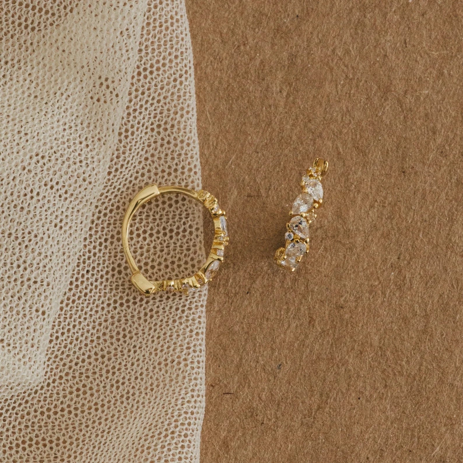 Sprinkle Diamond Huggies Silver 18K Gold Plated